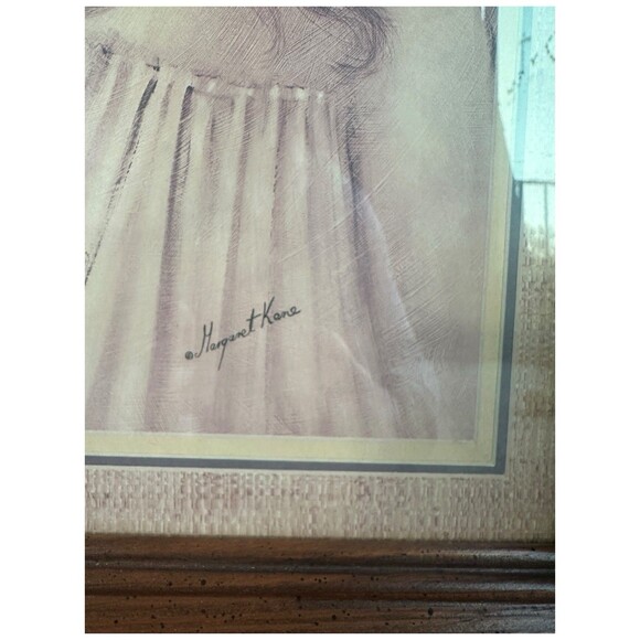 Margaret Keane A Little Kiss Big Eyes Boy Girl Framed MCM Vintage Art - Picture 5 of 16